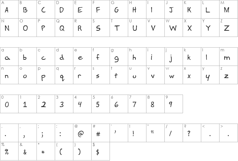 Springfield Cartoon font character map preview