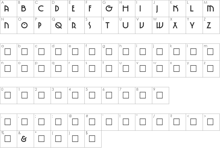 SpringGarden font character map preview