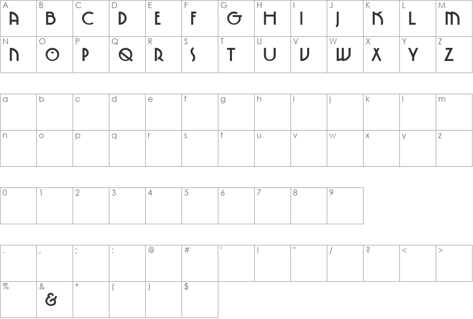 SpringGarden-Bo font character map preview