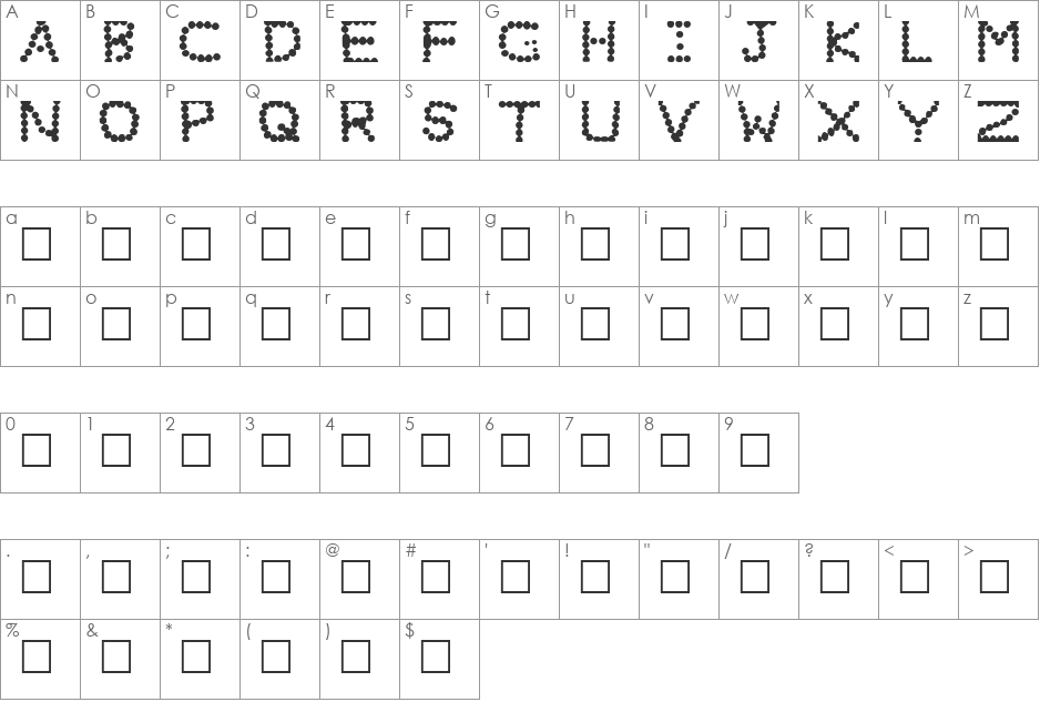 Beady font character map preview