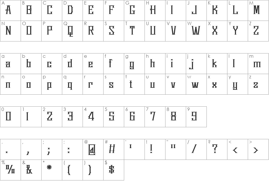 Springmarch font character map preview
