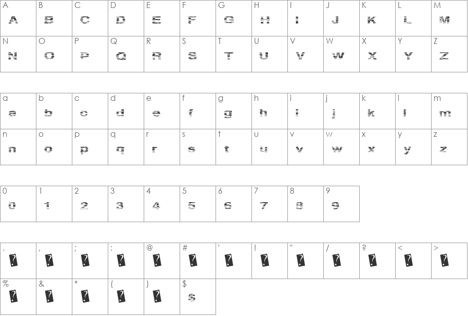 SpringParty font character map preview