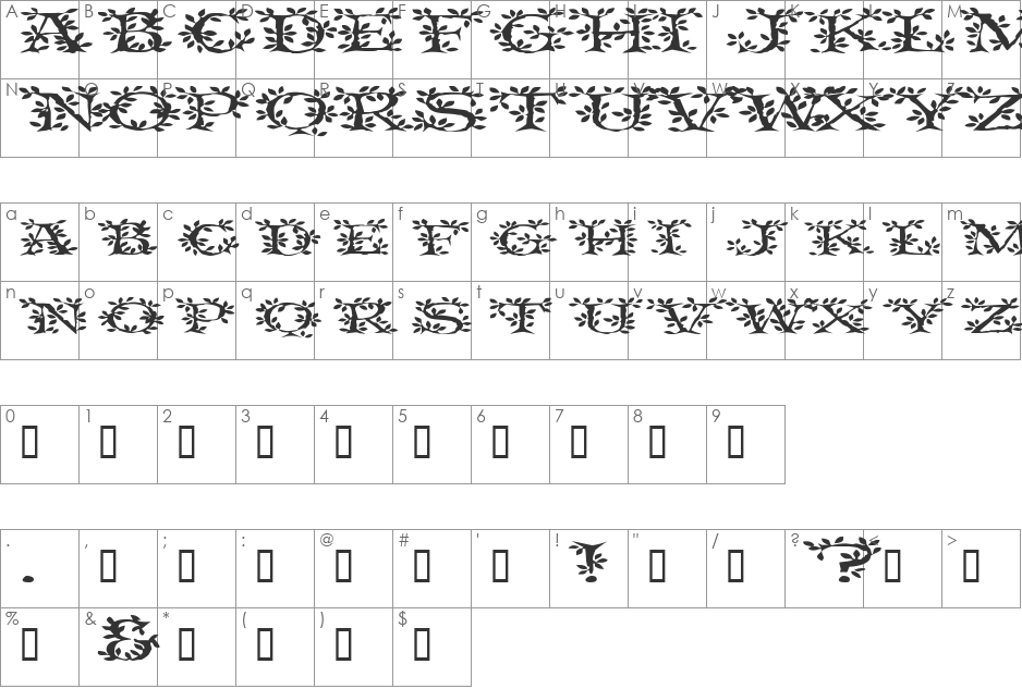 SpringtimeExtended font character map preview