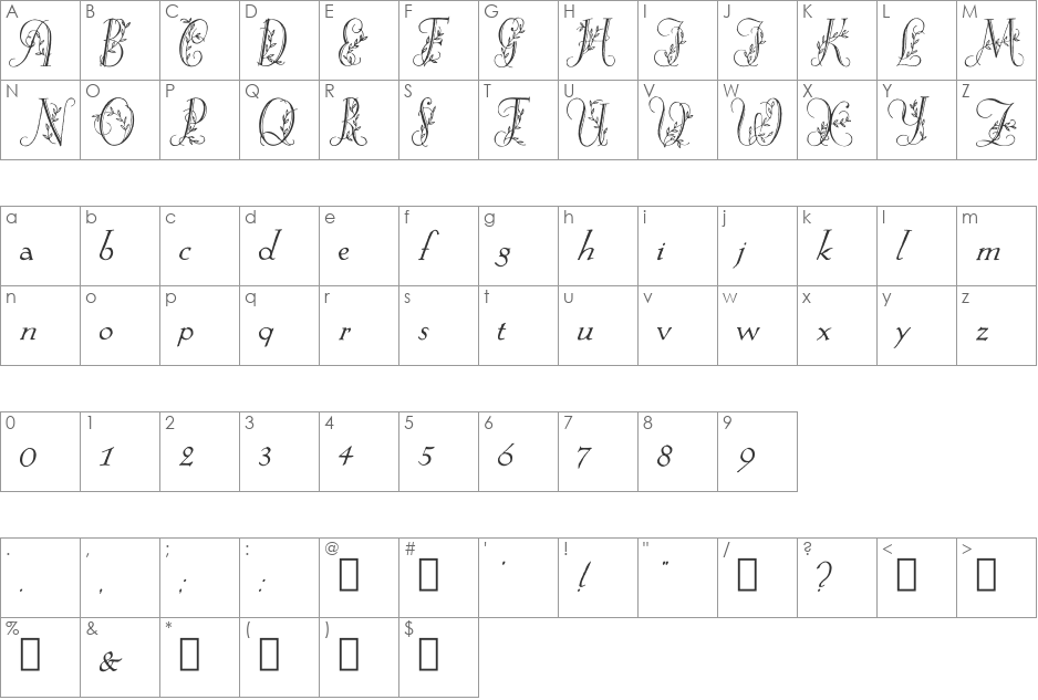 Springtime_Alternate font character map preview