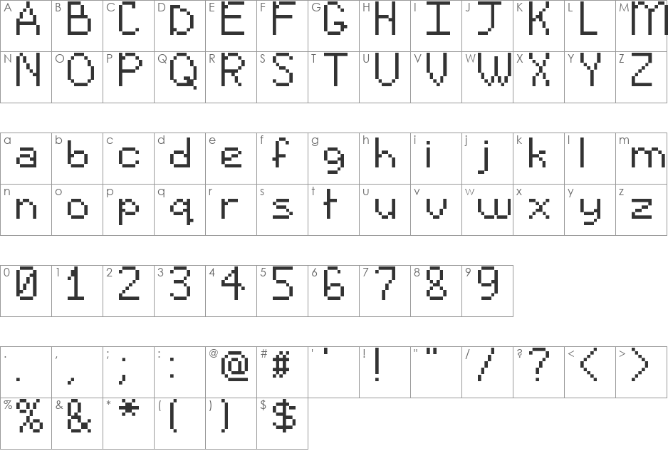 Sprite Comic font character map preview