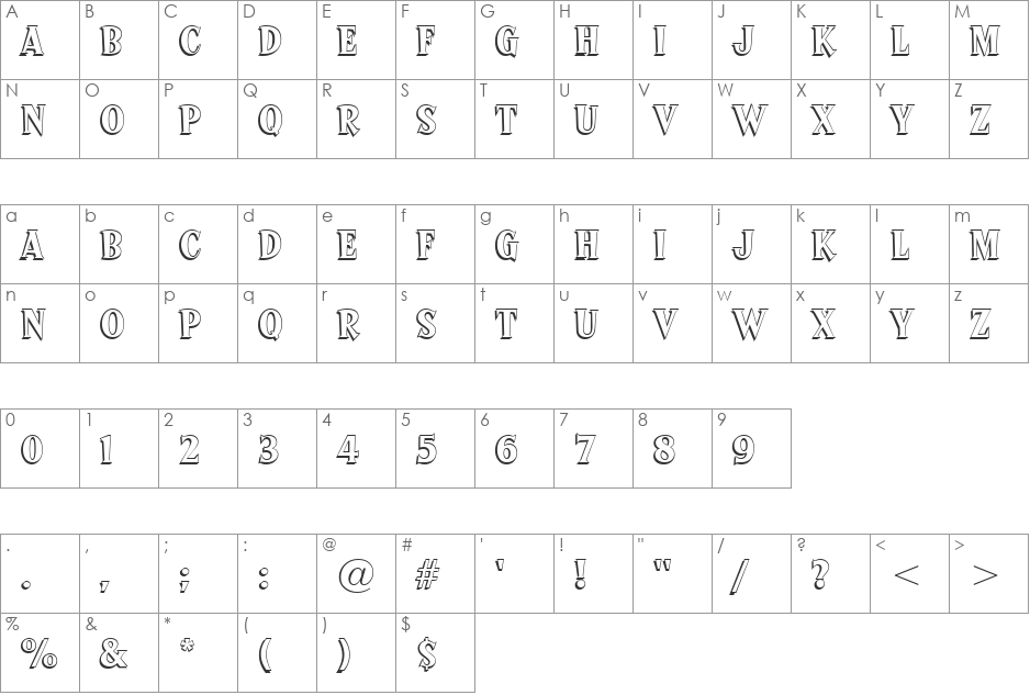 SprocketDeluxe BT font character map preview