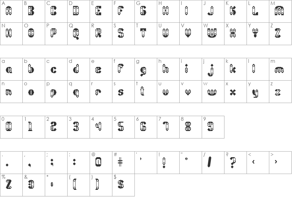 Sprokett font character map preview
