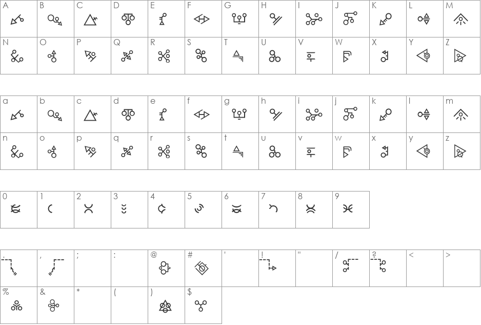 Sprykski font character map preview