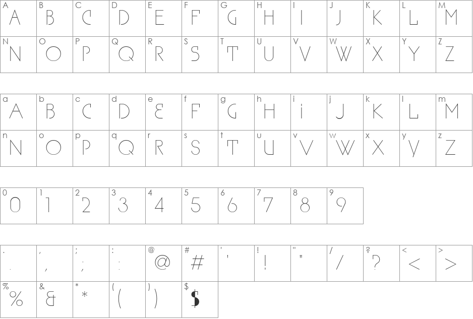 SPThais font character map preview