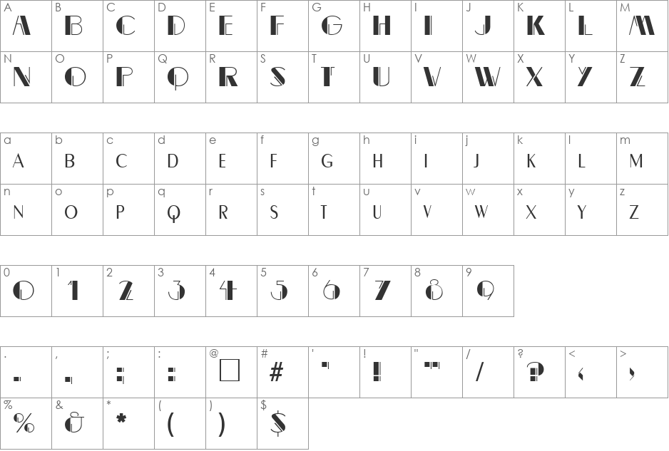 BealeCharming font character map preview