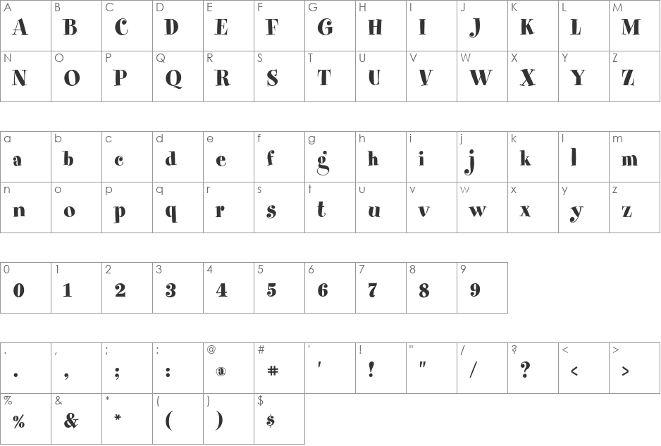 Spumoni LP Std font character map preview