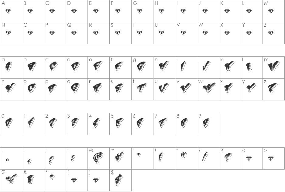Spunky-Brewster font character map preview