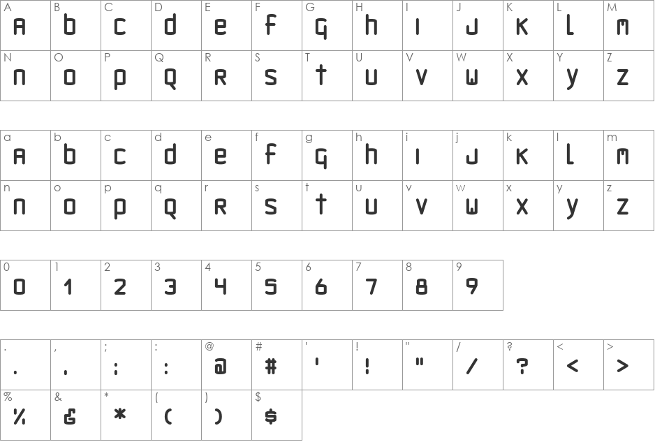 Sputnikk font character map preview