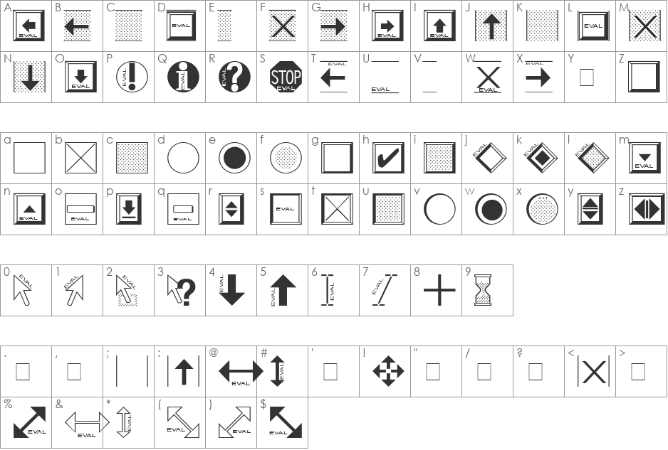spWindows font character map preview