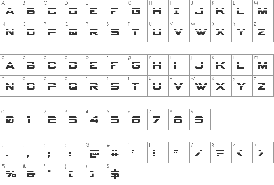 Spy Agency Laser font character map preview