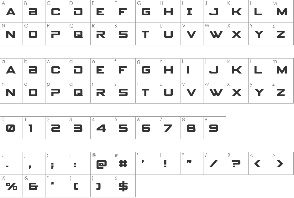 Spy Agency Semi-Italic font character map preview