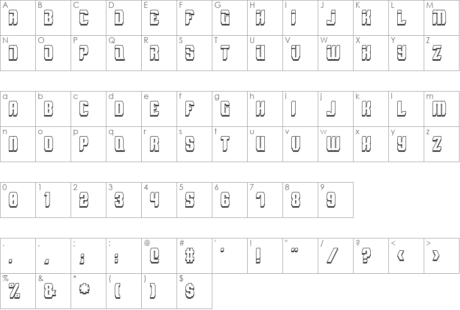 Spyh font character map preview