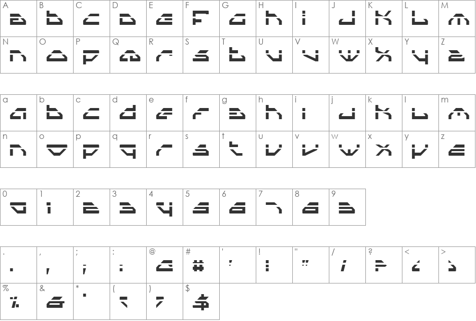 Spylord Laser font character map preview