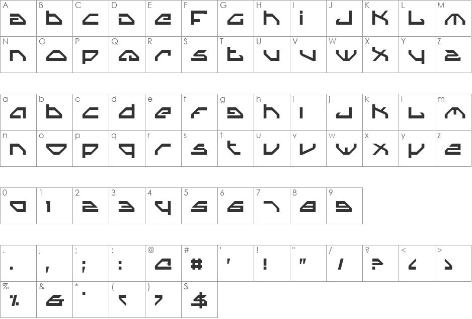 Spylord Outline font character map preview