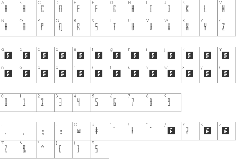 Sq font character map preview