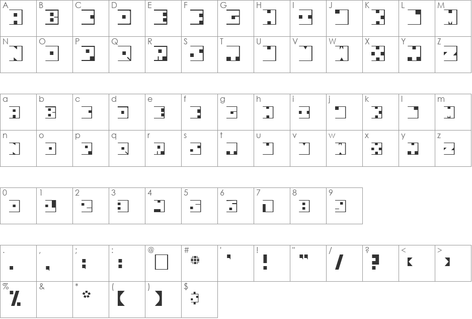 Sqsville font character map preview