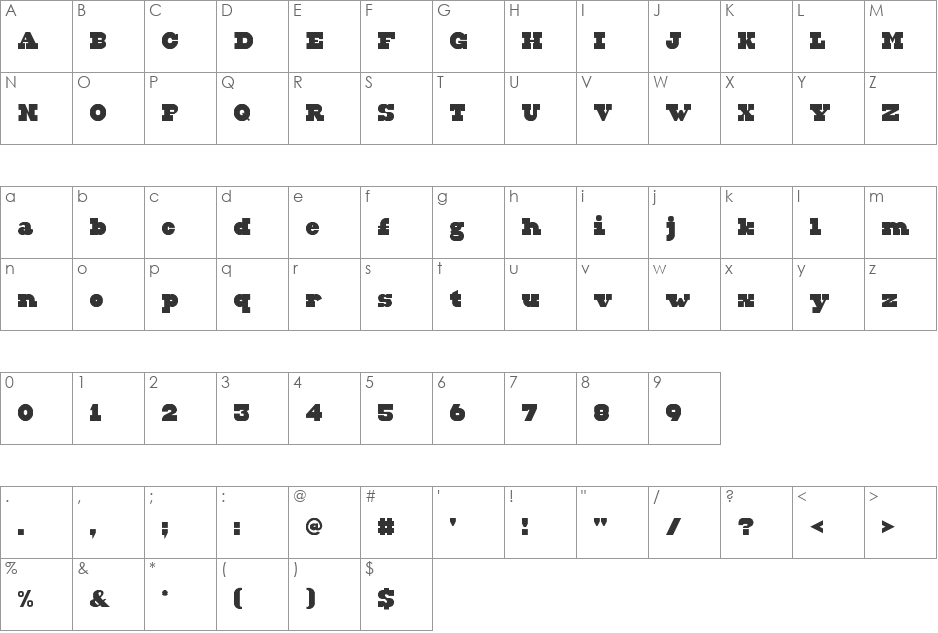 Squabble font character map preview