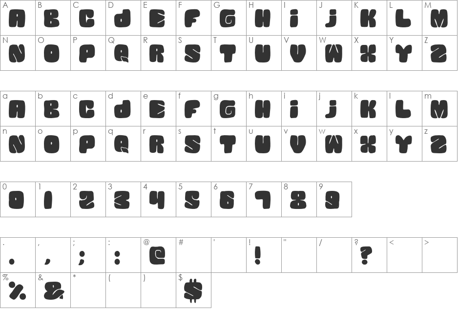 Squanded font character map preview