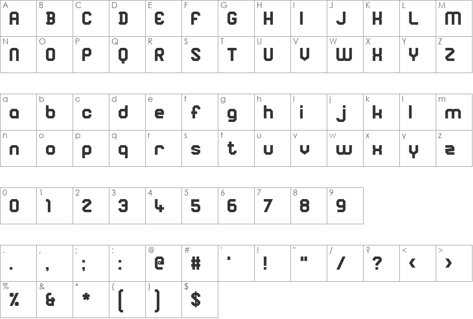 Square Block font character map preview