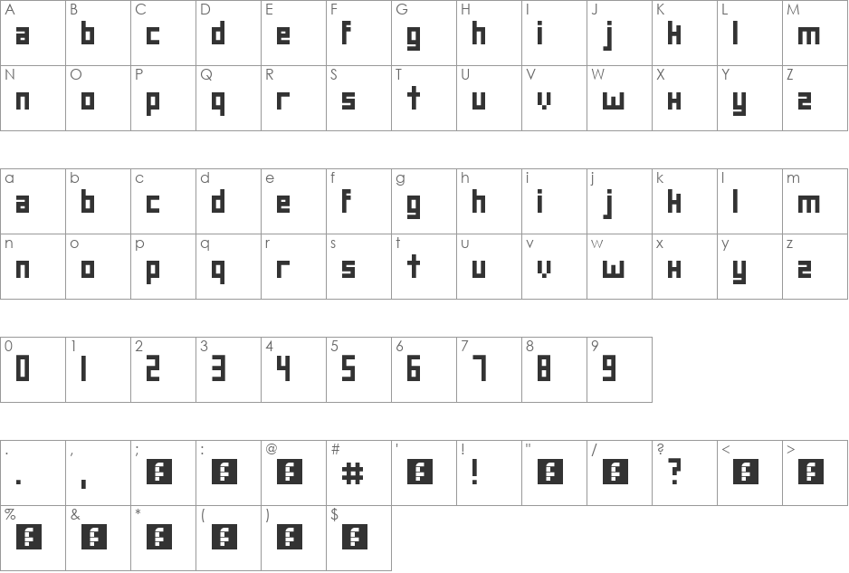 square deal font character map preview