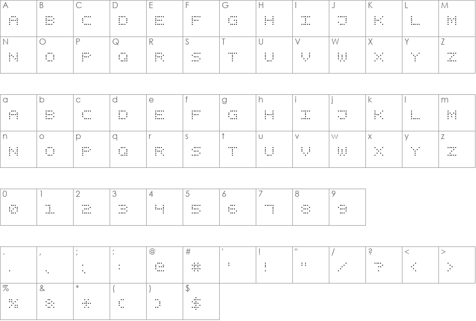 Square Dot Digital-7 font character map preview