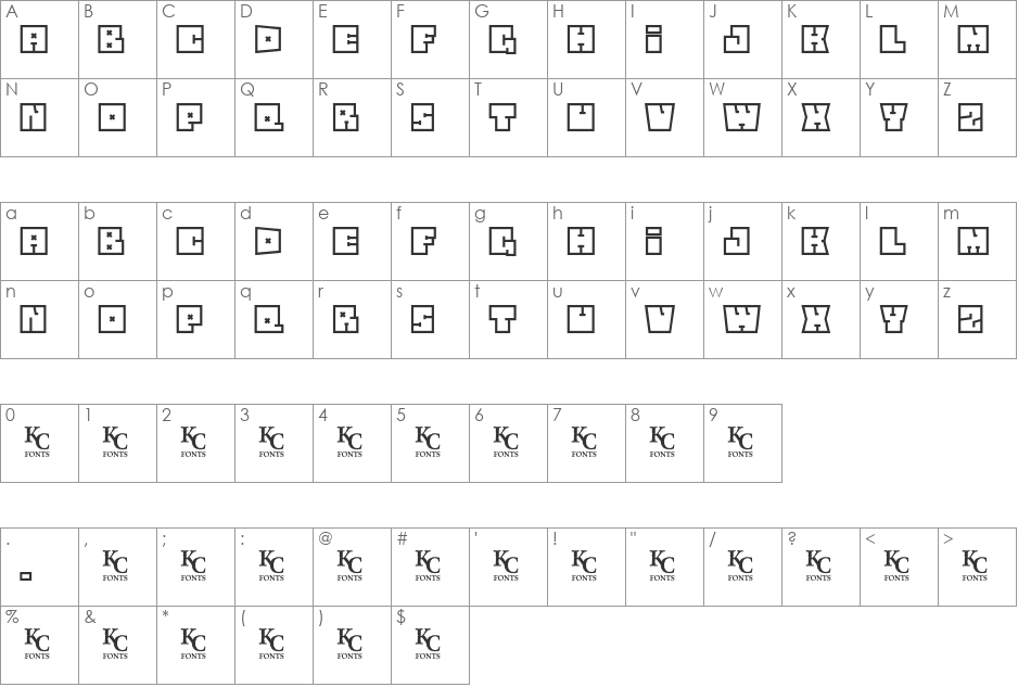 Square Flo font character map preview