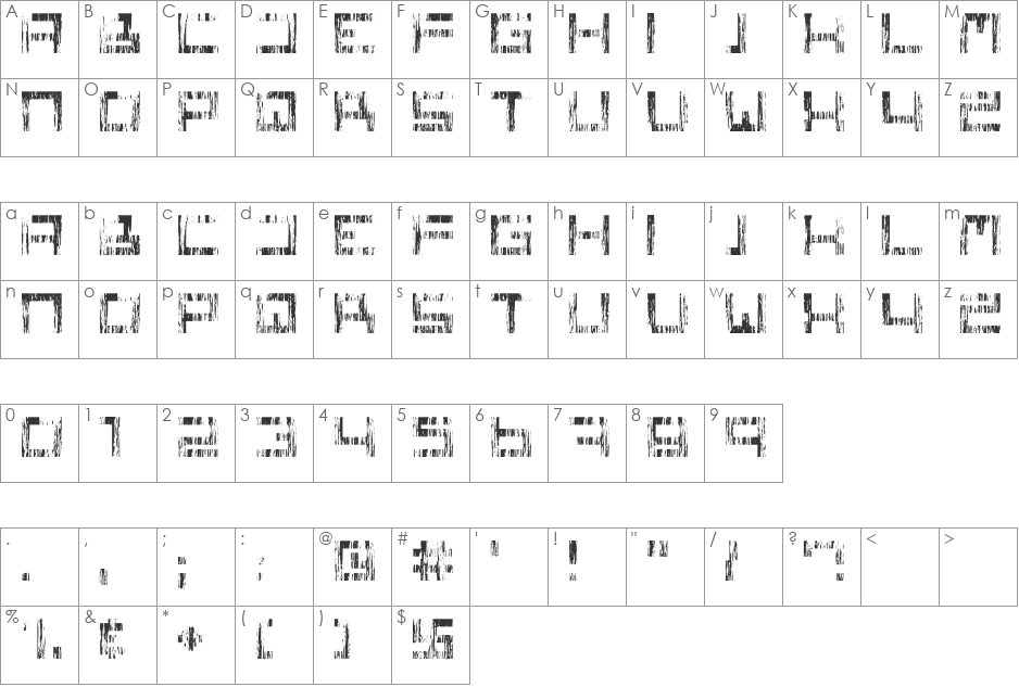 Square One Grunge font character map preview
