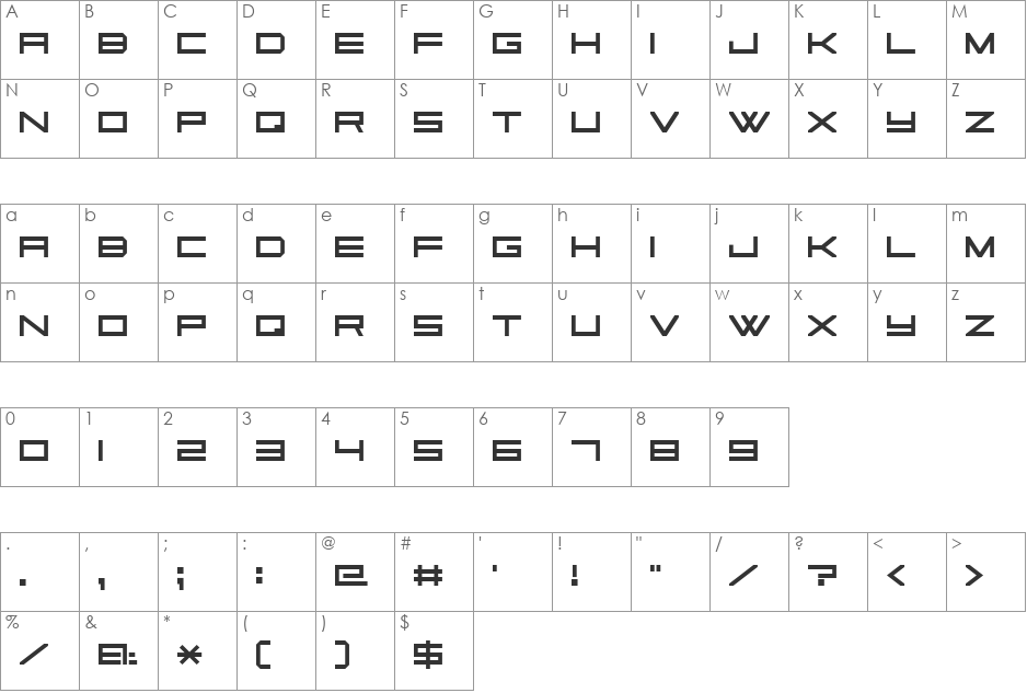 Square Sans Serif 7 font character map preview
