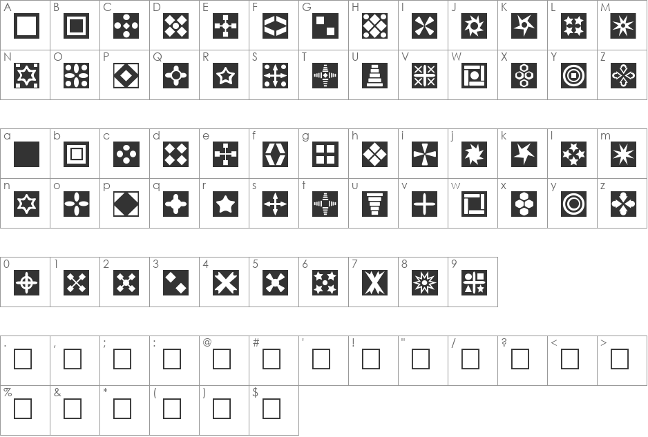 Square Things font character map preview