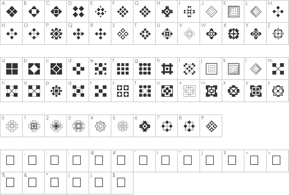 Square Things 2 font character map preview