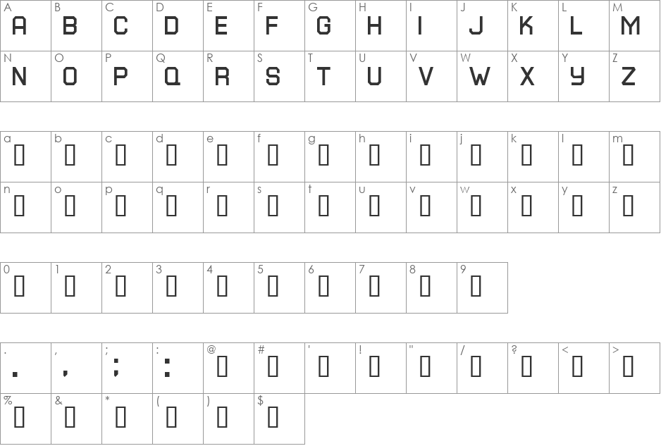 Square40 font character map preview