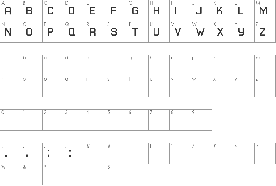 Square40 font character map preview