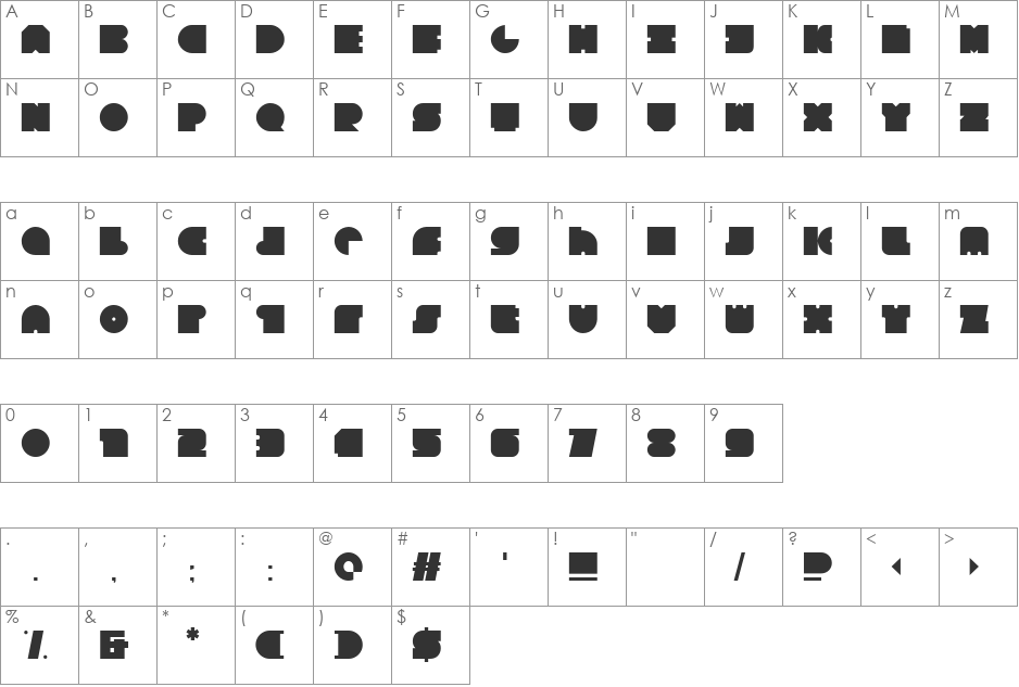Square80 font character map preview