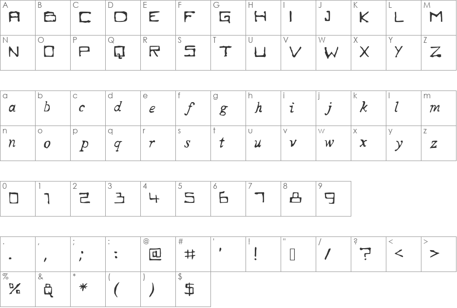 SQUAREBABY font character map preview