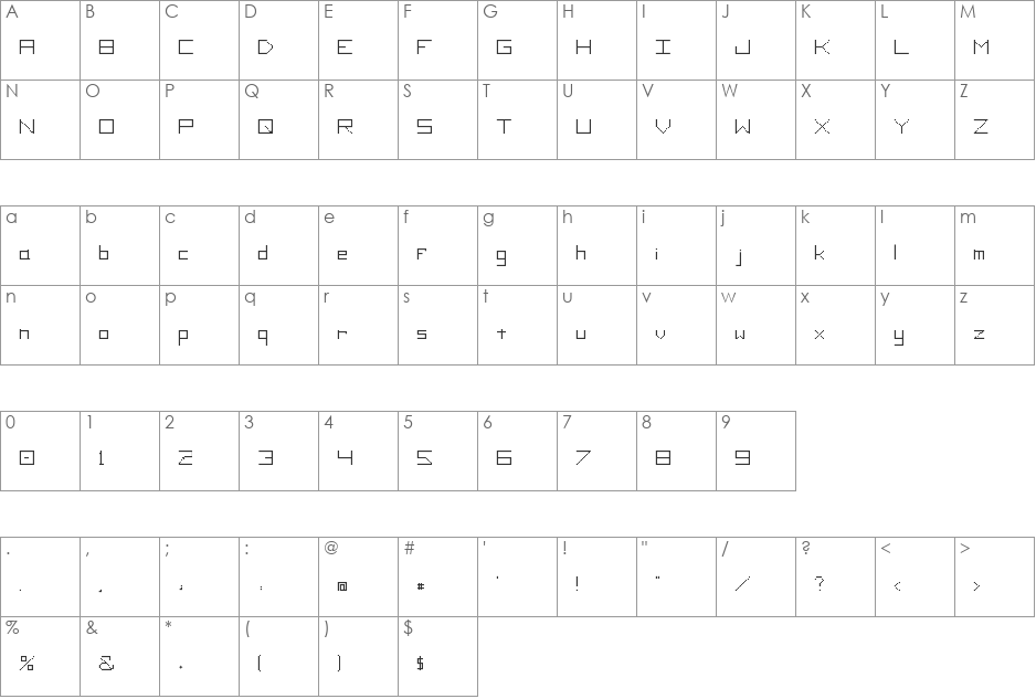 SquareChunk font character map preview