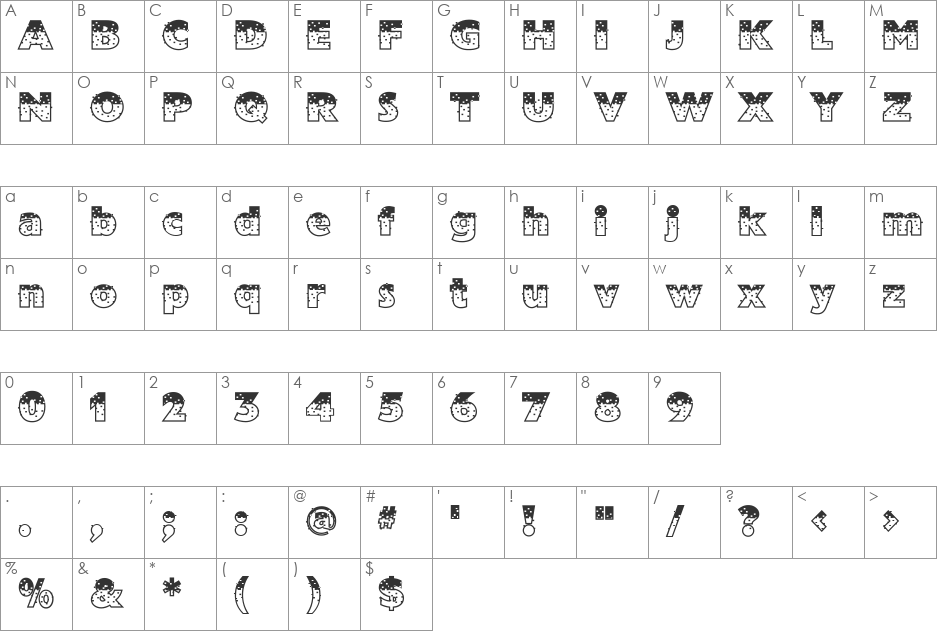 Squared font character map preview