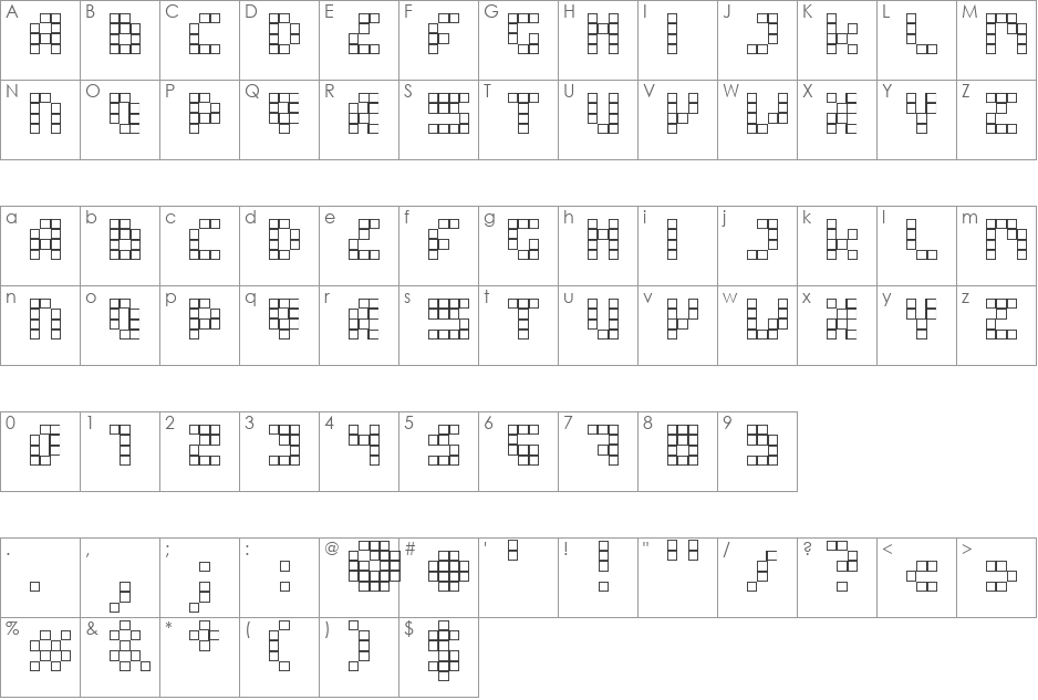 Squarehood font character map preview