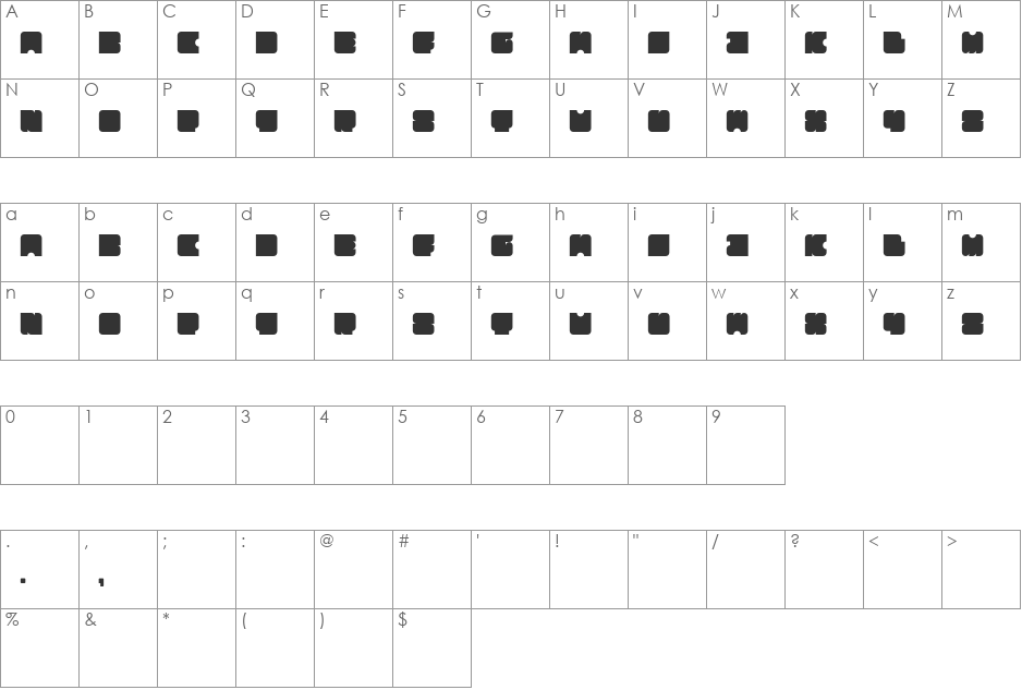 Squares font character map preview