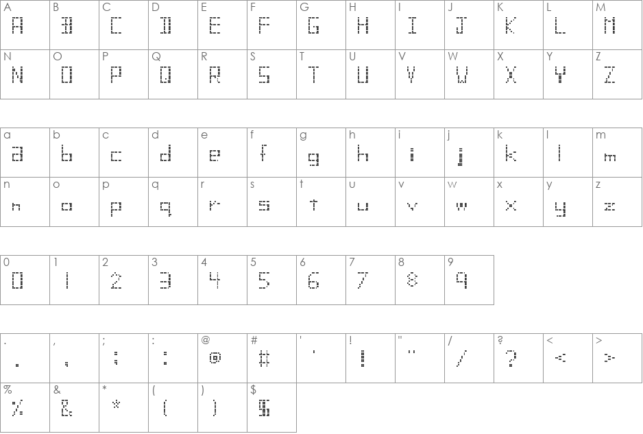 Squares Ahoy! font character map preview