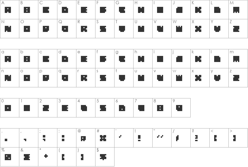 SquaresCircles font character map preview