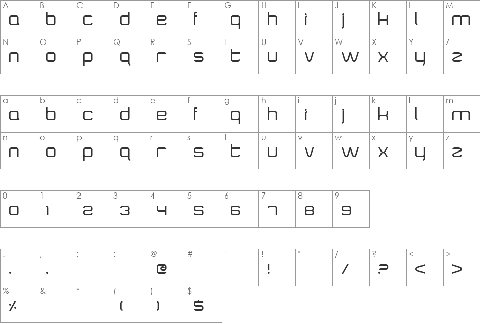 SquareType B font character map preview