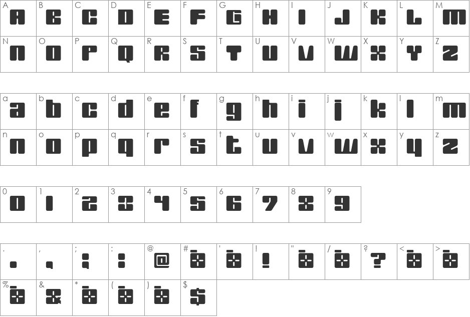 SquareWise font character map preview