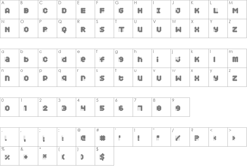 Squarodynamic font character map preview