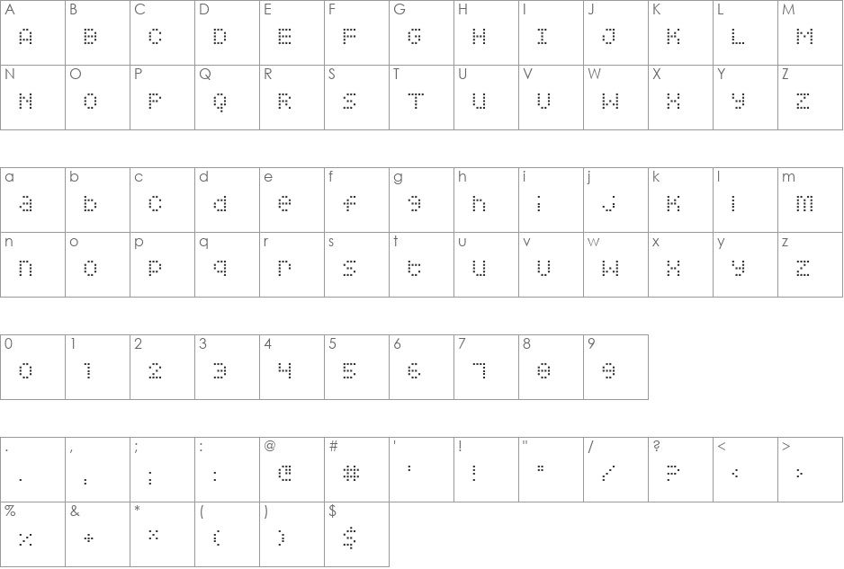 Squarodynamic 01 font character map preview