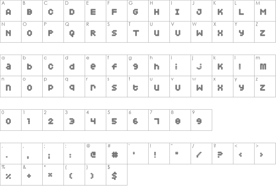 Squarodynamic 02 font character map preview